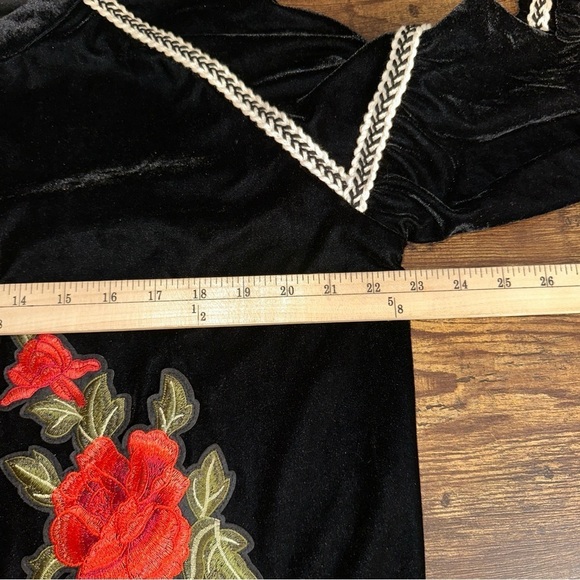 Elodie Embroidered Velvet Rose Draped Open Front Size XL Jacket Boho Y2K Artsy - Picture 12 of 12